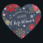 Floral Chalkboard Christmas | Heart Sticker<br><div class="desc">Cartita design ©2015  All Rights Reserved
Feel free to change or add text!

I Hope you enjoy my illustrations!
 
 Look also for matching products in my store!</div>