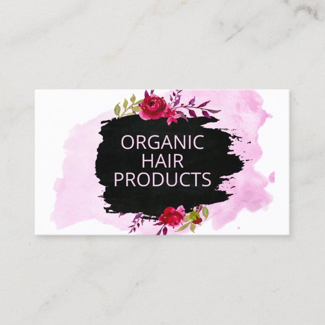 Floral Chalkboard Handmade Natural Hair Products Business Card (Front)