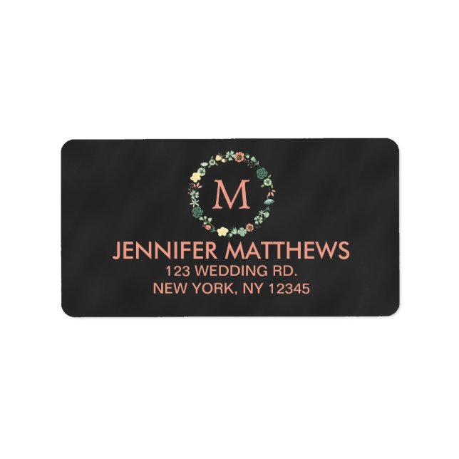 FLORAL CHALKBOARD MONOGRAM LABEL (Front)