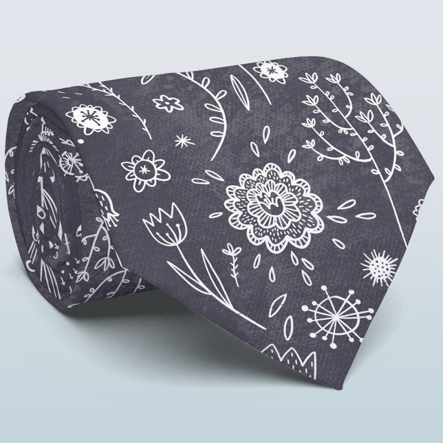 Floral Chalkboard Neck Tie (Creator Uploaded)