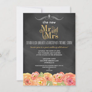 Floral Chalkboard Post Wedding Party Invitation