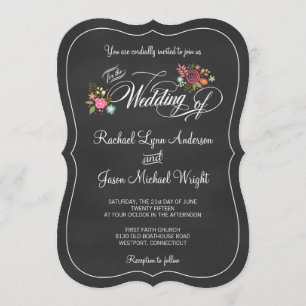 Floral Chalkboard Rustic Wedding Invitations