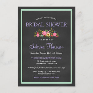 Floral Chalkboard Style Bridal Shower Invitations