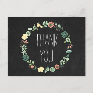 Floral Chalkboard Thank You Postcard