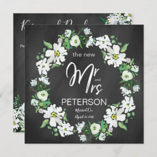 Floral Chalkboard Typography Post Wedding Party Invitation