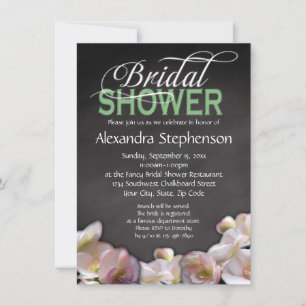 Floral & Chalkboard w/Green Bridal Shower Invitation