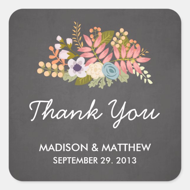 FLORAL CHALKBOARD | WEDDING FAVOR LABELS (Front)