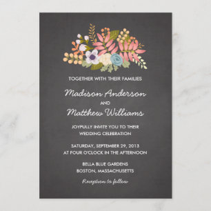 FLORAL CHALKBOARD   WEDDING INVITATION