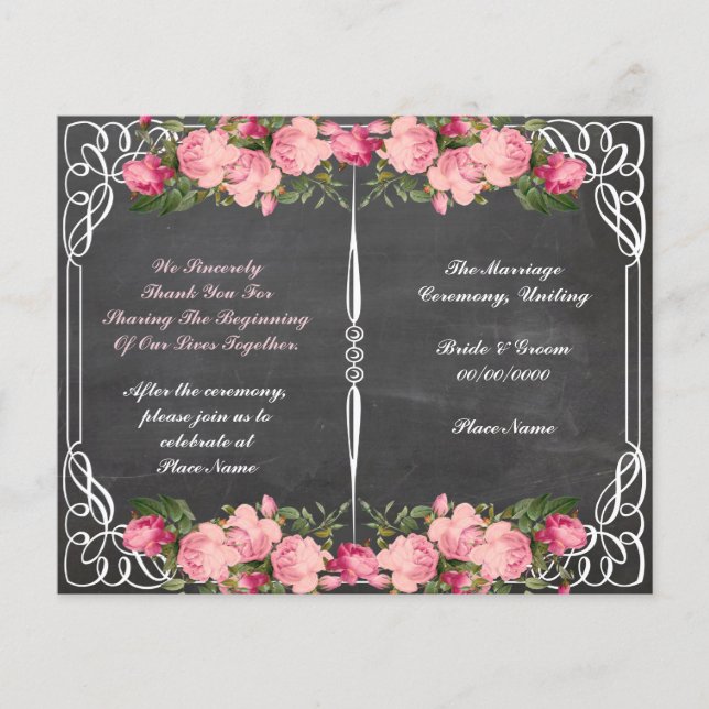 floral chalkboard wedding program (Front)