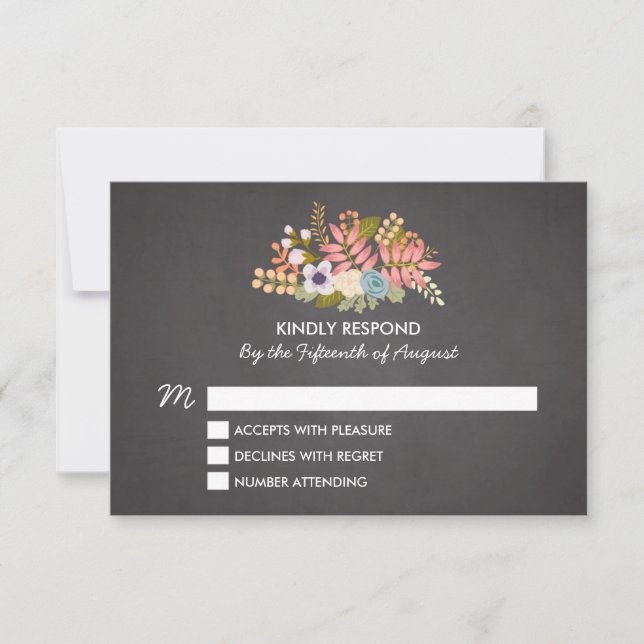 FLORAL CHALKBOARD | WEDDING RSVP ENCLOSURE (Front)
