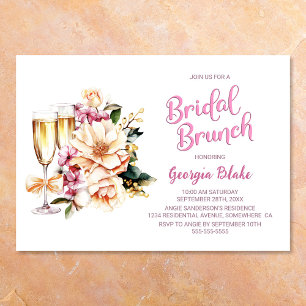 Floral Champagne Bridal Brunch Invitation