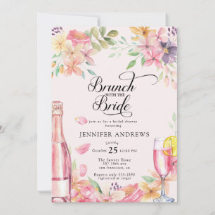  Floral Champagne   Bridal Shower Brunch Invitation