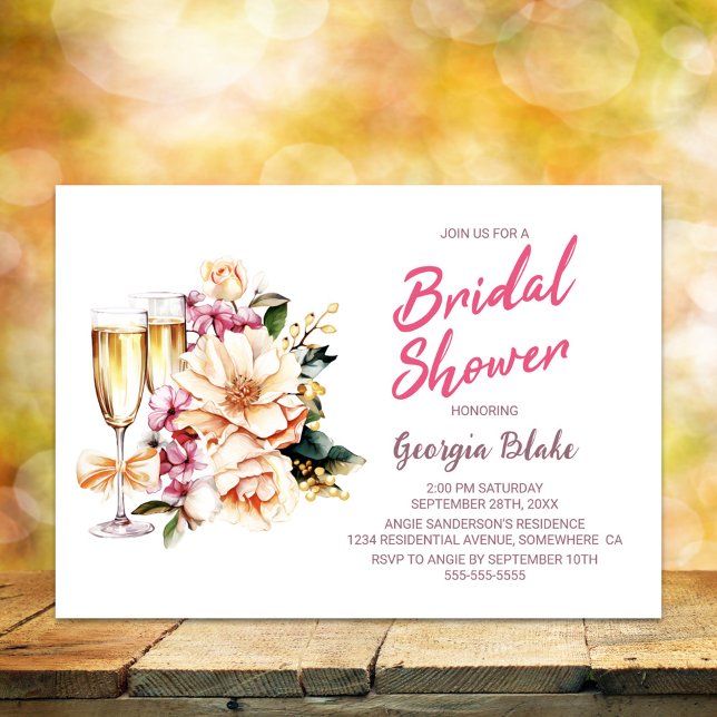 Floral Champagne Bridal Shower Invitation (Creator Uploaded)