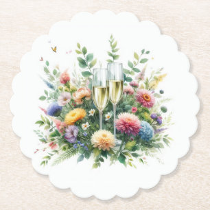 Floral Champagne Garden Coasters