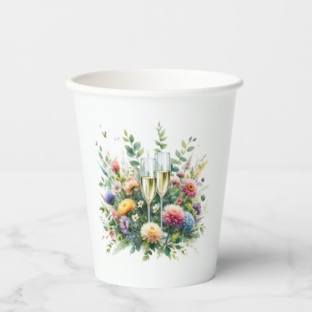 Floral Champagne Garden Cups (Front)