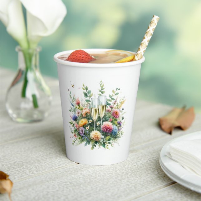 Floral Champagne Garden Cups (Insitu)