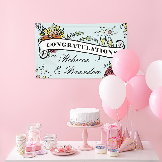 Floral Champagne Milestone Congratulations Banner (Creator Uploaded)