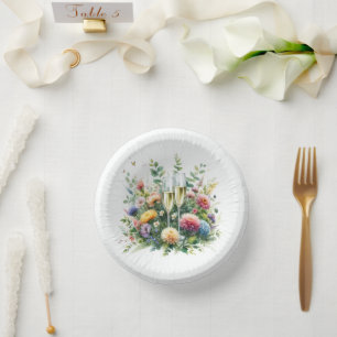 Floral Champagne Party Bowls Paper Plate