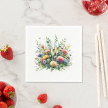 Floral Champagne Party Paper Napkin
