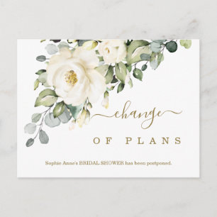 Floral Change of Plans Bridal Shower Postponed Postcard
