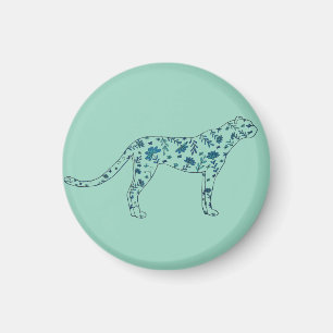 Floral cheetah magnet