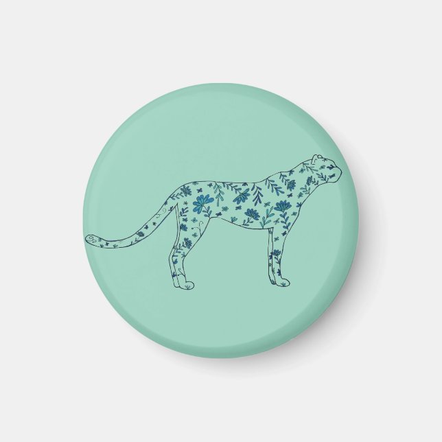 Floral cheetah magnet (Front)