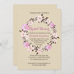 Floral Cherry Blossom and Clover Bridal Shower Invitation