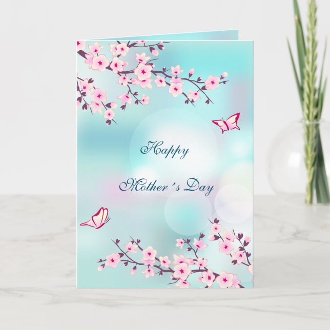 Floral Cherry Blossom Happy Mother´s Day Card (Front)
