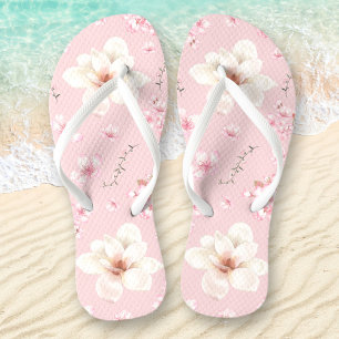 Floral Cherry Blossom Pink Thongs