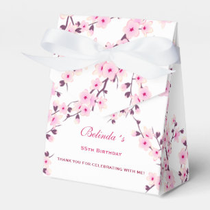 Floral Cherry Blossom Pink White Custom Birthday Favour Box