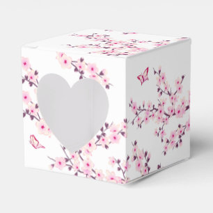 Floral Cherry Blossom Pink White  Favour Box