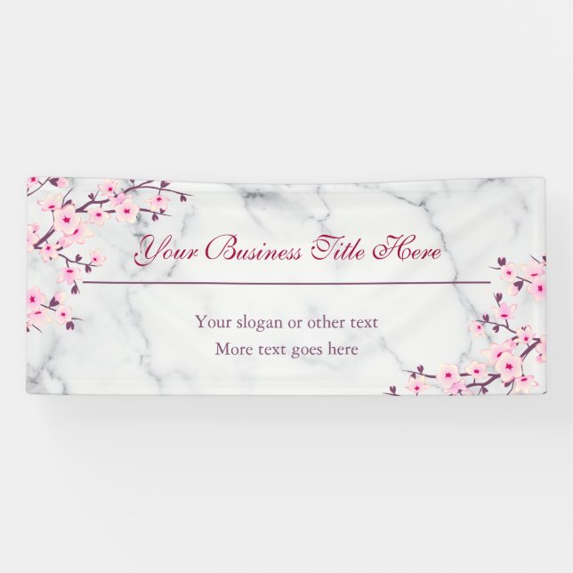Floral Cherry Blossom Pink White Hanami Banner (Horizontal)