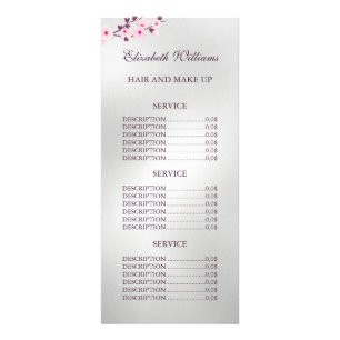 Floral Cherry Blossom Pink White Service Prices  Rack Card