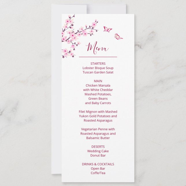 Floral Cherry Blossom Pink White Wedding    Invitation (Front)