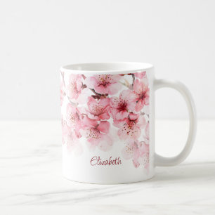Floral Cherry Blossom Your Name Monogram Mug