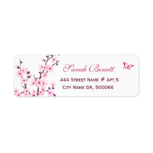 Floral Cherry Blossoms Baby Shower Return Address Label