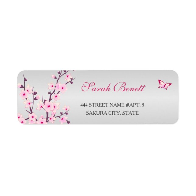 Floral Cherry Blossoms Baby Shower Return Address Label (Front)