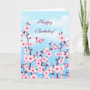 Floral Cherry Blossoms Birthday Card