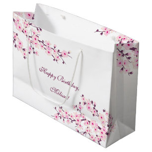Floral Cherry Blossoms Birthday Large Gift Bag