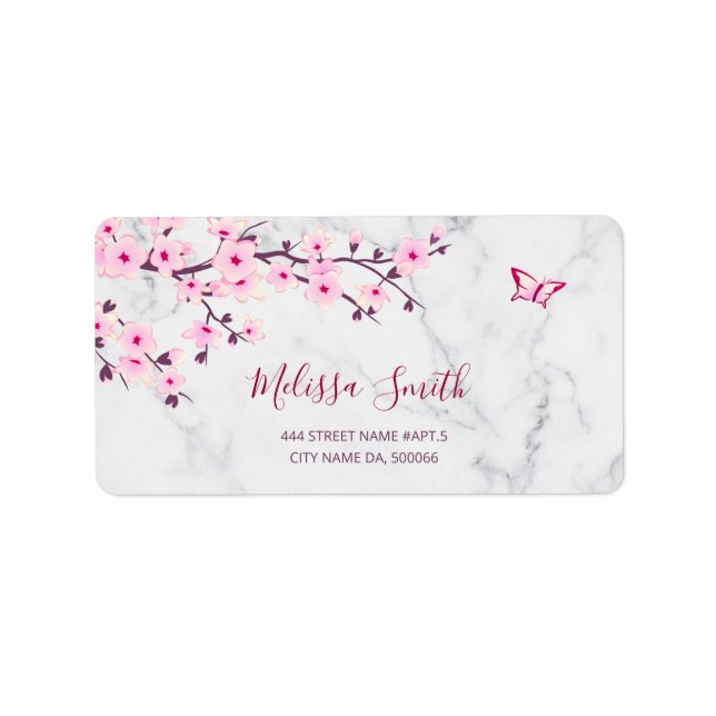 Floral Cherry Blossoms Label (Front)