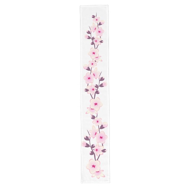 Floral Cherry Blossoms Long Table Runner (Front)
