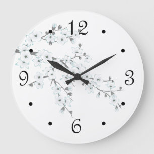 Floral Cherry Blossoms Numbers Large Clock