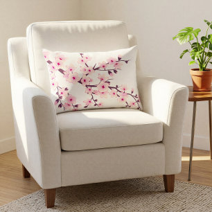 Floral Cherry Blossoms Pink Change Background Decorative Cushion