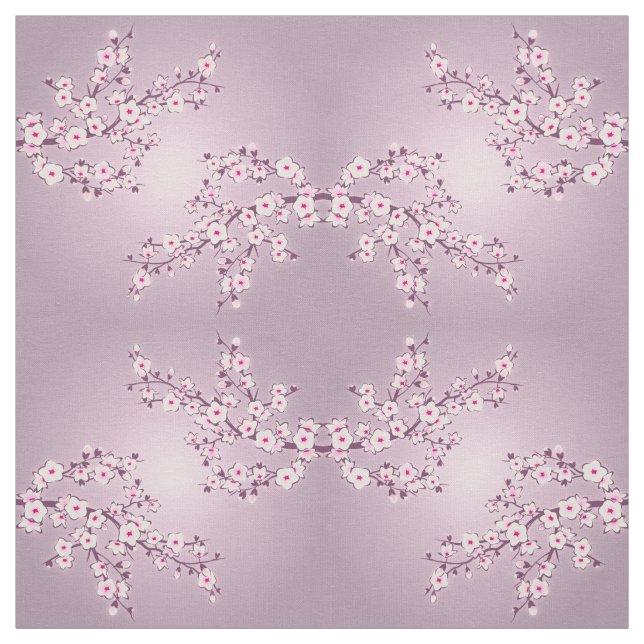 Floral Cherry Blossoms Pink Geometric Pattern Fabric (Swatch)