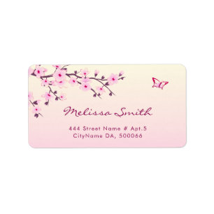 Floral Cherry Blossoms Pink Girly Label