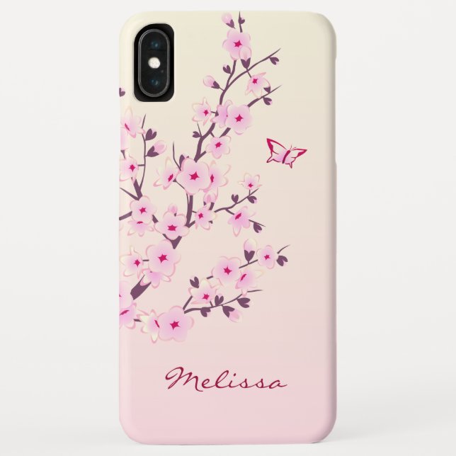 Floral Cherry Blossoms Pink Monogram Case-Mate iPhone Case (Back)