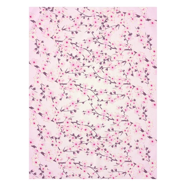 Floral Cherry Blossoms Pink Table Cloth (Front)