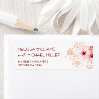 Floral Cherry Blossoms Pink White |  Wedding Return Address Label