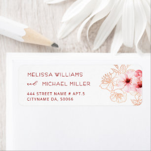 Floral Cherry Blossoms Pink White Wedding Return Address Label
