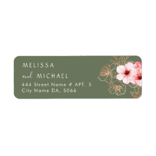 Floral Cherry Blossoms Pink White Wedding Return Address Label